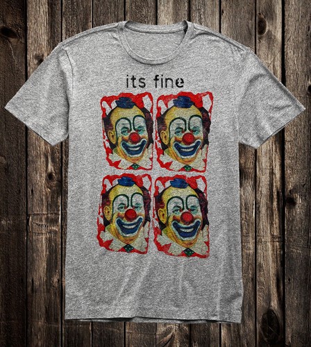 Retro Novelty Tee T Shirt 100% Cotton Ringer Punk Funny Sad Clown Its Fine - Picture 5 of 11