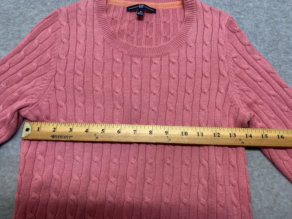 Suéter ajustado tejido con cable Gap para mujer acrílico/nylon/angora rosa talla pequeña Y2K Foto 3 de 4