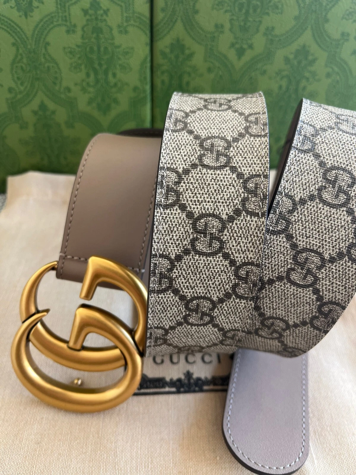 Gucci GG Ceinture Femme Boucle Rose/Marron Suprême Toile 95 cm, Taille 32/34