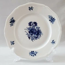 5 LIMOGES Ceralene A. Raynaud Luncheon White Plates Blue Flowers France