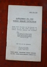 KODAK LTD 1943 SUPPLEMENT TO 1939 DEALER CATALOG/cks/215797