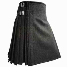 Scottish Handmade Traditional 100 Dark Gray Wool kilt Custom Size kilts For Men