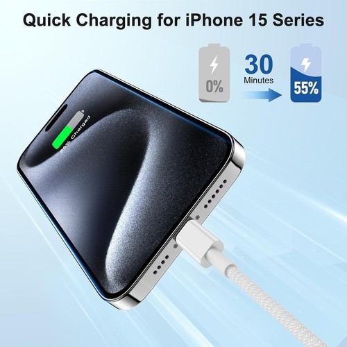 USB C to USB C Cable Fast Charging Charger PD 60W Dual Type C Lead Data Sync 1M - Zdjęcie 4 z 17
