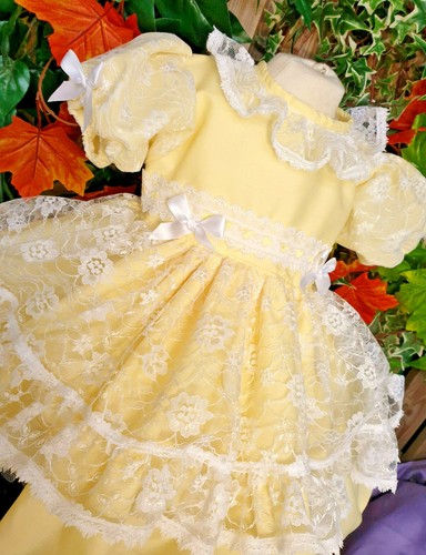 DREAM 0-7 years BABY GIRLS Romany frilly netted layers dress pink blue lemon - Picture 18 of 20