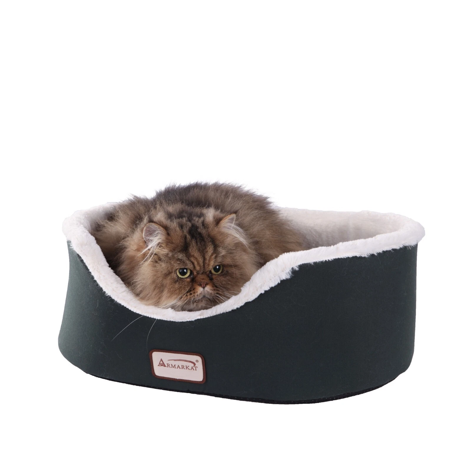 Armarkat Cat Bed Oval pet cuddle house, Laurel Green/Ivory C04HML/MB