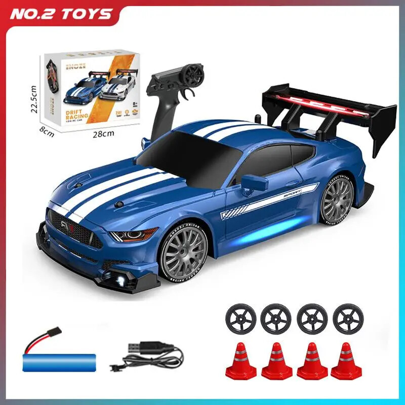 1:24 High Speed RC Drift Vehicle Cars Mustang 4WD Remote Control Racing Car Gift