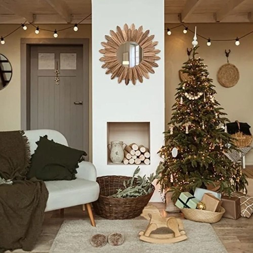 Rustic Farmhouse Decorative Mirror 12inch Aesthetic Mirror Bedroom - Picture 6 of 11