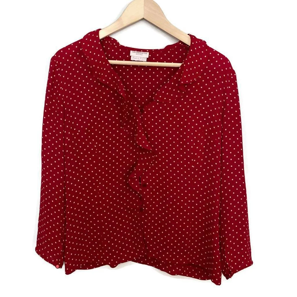 Conjunto Blusa Falda Mujer Liz Claiborne Rojo Rosa Lunares Hasta la Rodilla Volantes 8 Foto 2 de 4