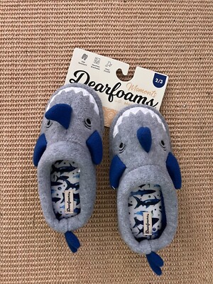 Dearfoams Boys Shark Slippers Size 2/3