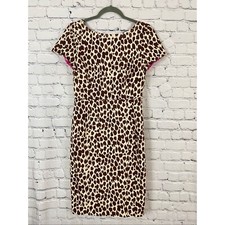 J Crew Womens V-Back Dress Neutral Brown Giraffe Print Size 6 Bi Stretch Cotton