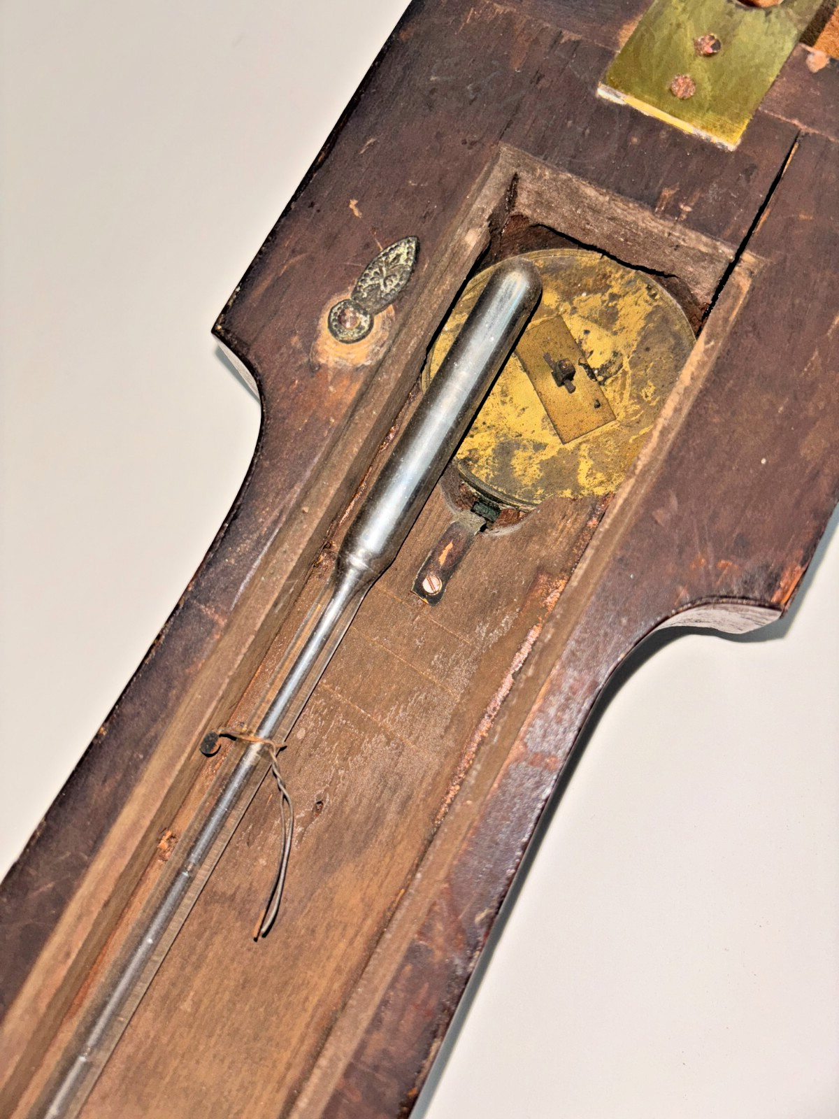 Antique F. Stoppani English Banjo Barometer & Thermometer Wall Weather Station