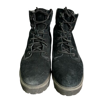 Timberland Boots Womens Size Black 90's Suede Lace Up