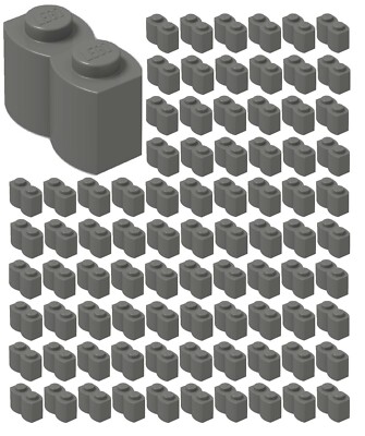  100x NEW LEGO 1x2 Dark Bluish Gray Modified LOG Bricks #30136 BULK Parts Piece