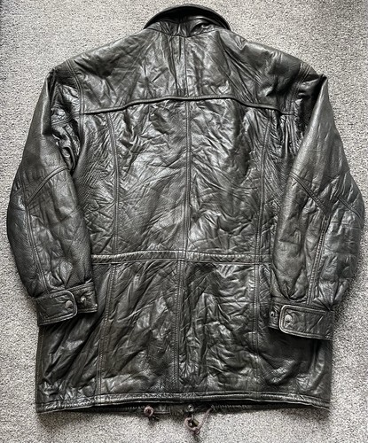 Exclusive Fonz Dark Olive Leather Field Jacket Size XL Vintage Mens - Picture 2 of 10