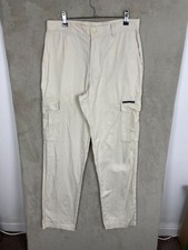 Men's Utility Khaki Cream Cargo Trousers Size W32 L34 Prospero Straight Regular