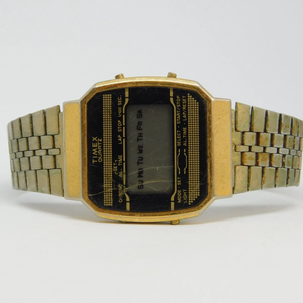 Vintage Timex K CELL Two Tone Quartz Digital Men s Watch Sz. 7 1 4