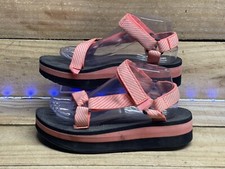 Sandalias Teva Mujer Forma Plana Universal 1008844 Coral Brillante Blanco Punta Abierta Talla 9