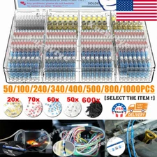 1000/50Pc Solderstick Solder Wire Connector Kit Heat Shrink Seal Butt Termninals