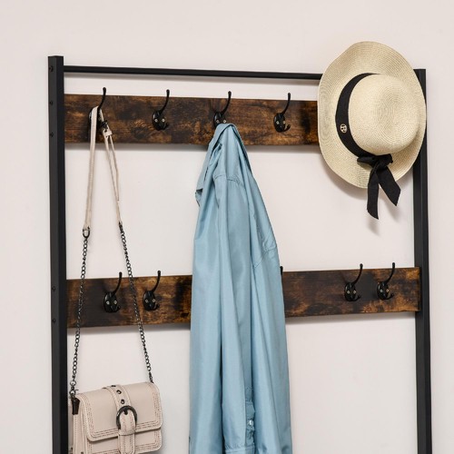 Tavolo Consolle in Stile Industriale Acciaio e Legno 120x35x75cm Marrone DecHome - Foto 10 di 10