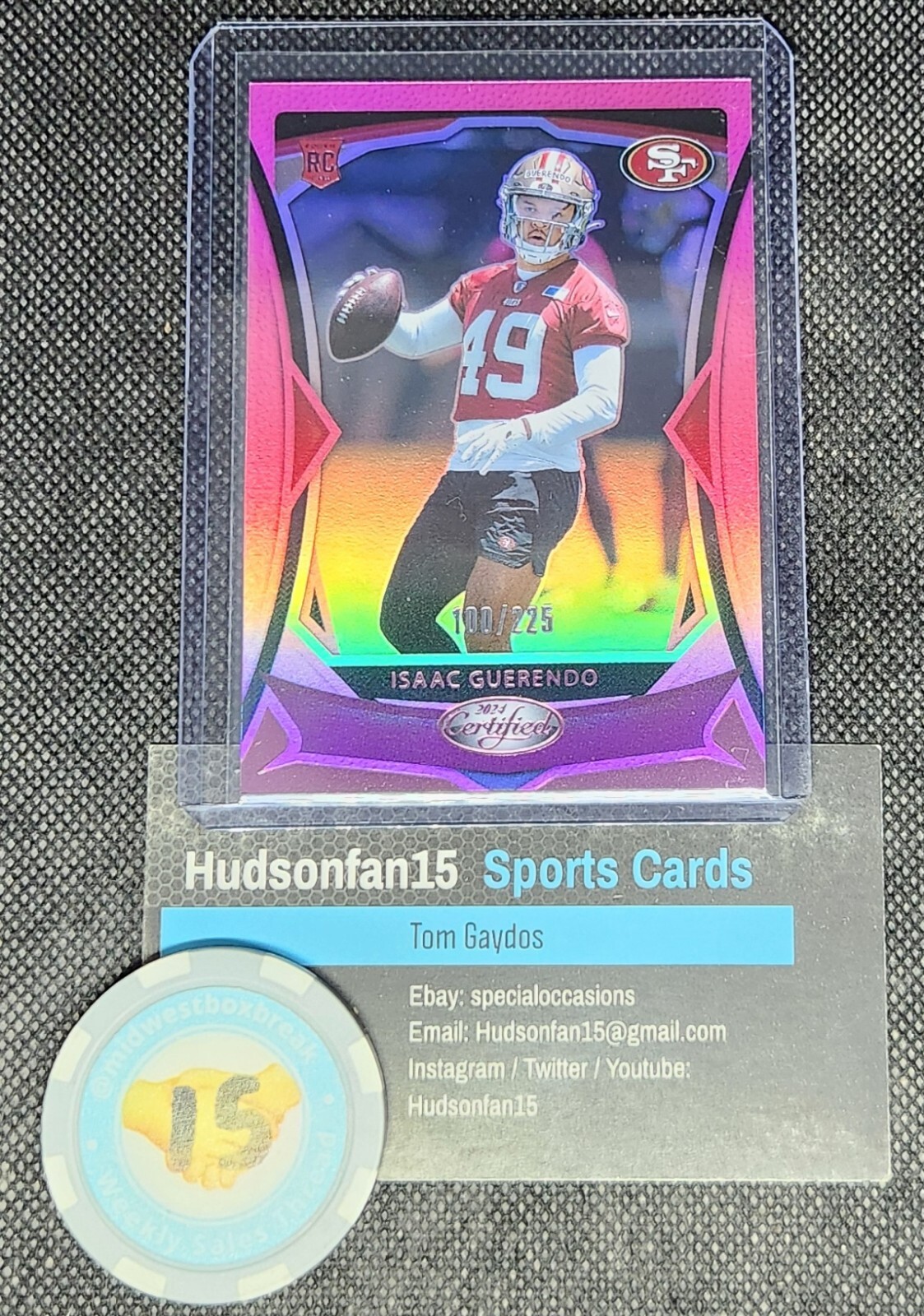 Isaac Guerendo 2024 Panini Certified #197 RC Pink 100/225 San Francisco 49ers