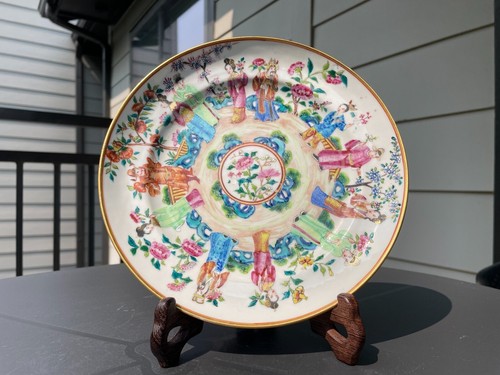 Excellent Chinese 19th C. Qing Daoguang "Twelve Flower Gods" Rose Mandarin Plate - Picture 8 of 17
