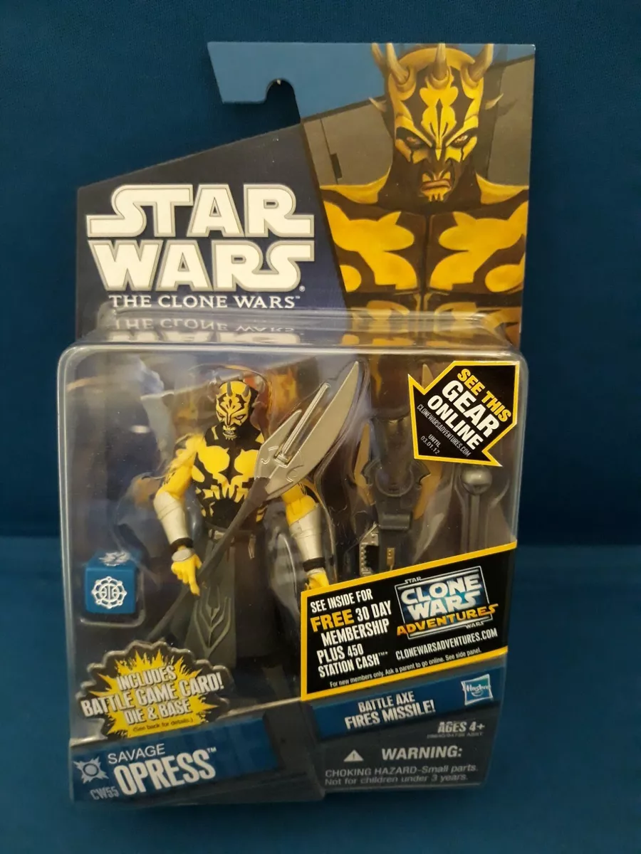 Star Wars Savage Opress Clone Wars Hasbro Action Figure CW55 MOC with Game Piece