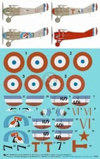 Peddinghaus 1/32 SPAD S.XIII Biplane Markings WWI French Aces #8 (4 planes) 4538