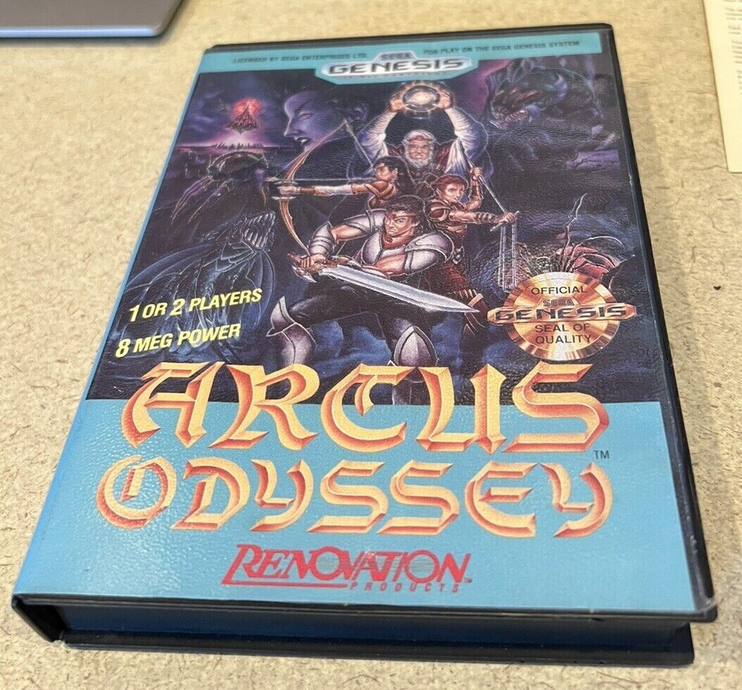 Sega Genesis - Arcus Odyssey Cartridge & Case Good Condition RARE