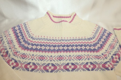 NEW! NWT! LIMITED TOO Pink Purple Sparkle Fair Isle Mock Neck Sweater Sz M/12 - Picture 3 of 7
