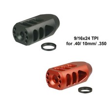 Black or Red Color 9/16x24 TPI Thread Muzzle Brake Compensator for .40/10mm/.350