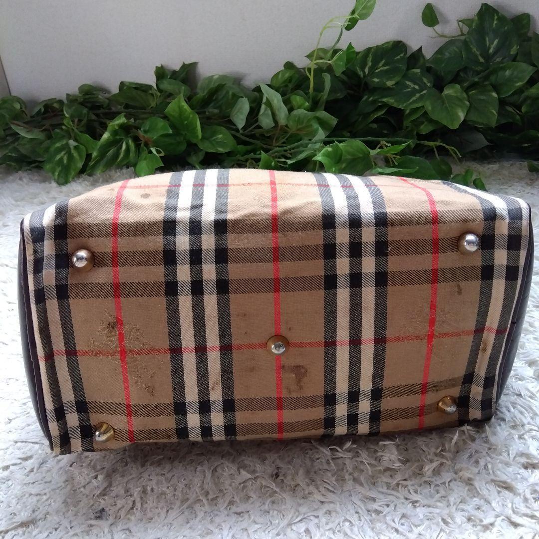Burberry Mini Boston Bag Nova Check Beige Brown Leather From