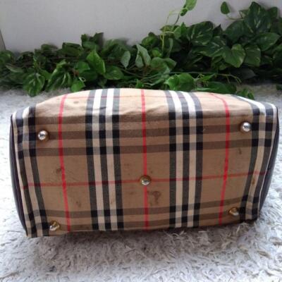 Burberry Mini Boston Bag Nova Check Beige Brown Leather From Japan
