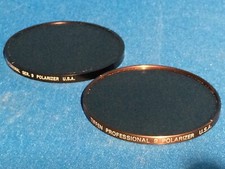 FILTERS 2 POLARIZERS SERIES 9 ROUND-APPROX. 3-1/8" DIA "TIFFEN", ARRI ZEISS