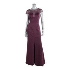 Adrianna Papell New Womens Purple Embellished Evening Dress Gown 10