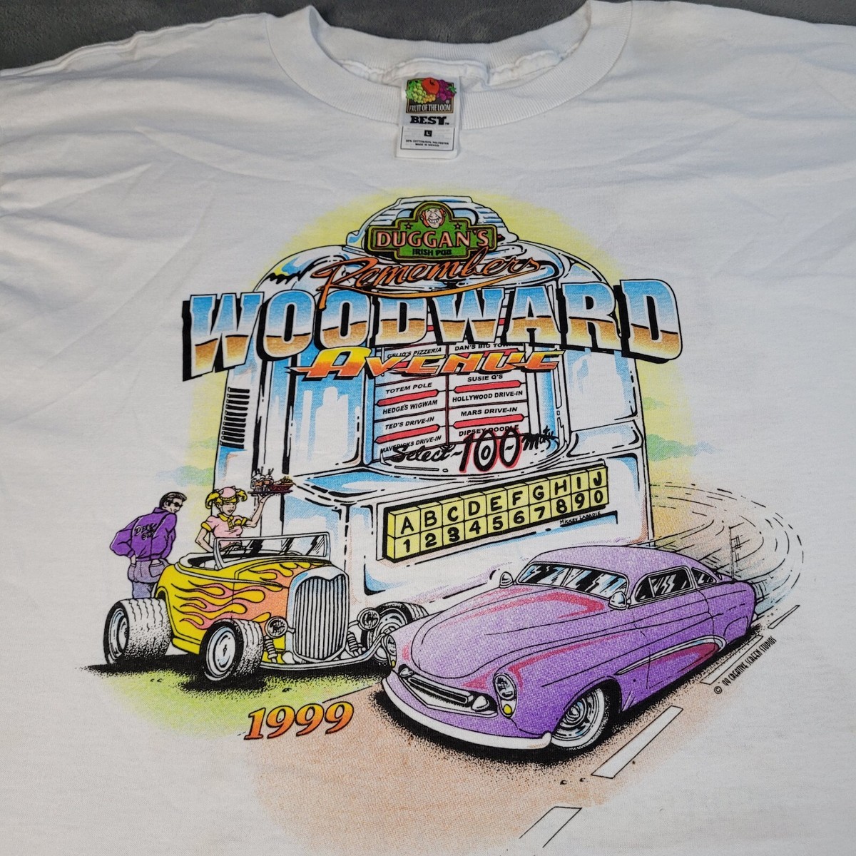 Vtg 90s Woodward Ave Horsepower Hwy Hot Rod Cruise Shirt Large 