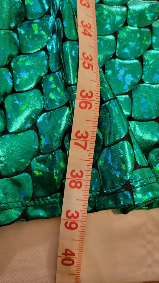 Sidecca Faux Leather Wet Look Metallic Mermaid Costume Skirt Kelly Green Adult S - Image 3 of 4