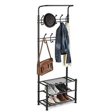 Metal Hat Coat Stand Clothes Shoes Rack Umbrella Steel Stand Hanger Hooks Black