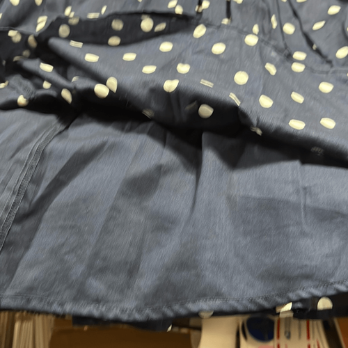 Talbots Women's Size 12P Fit And Flare Polka Dot Dress Sleeveless Navy White Cot - Picture 15 of 16