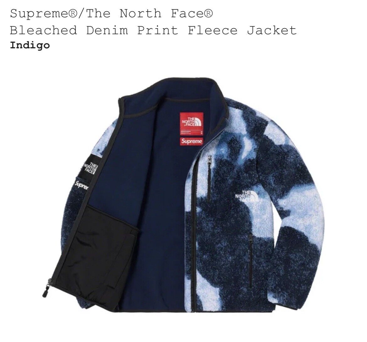 Supreme North Face Bleached Denim Fleece