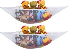 2 PK - Stuffed Animals Jumbo Toy Storage Hammock White