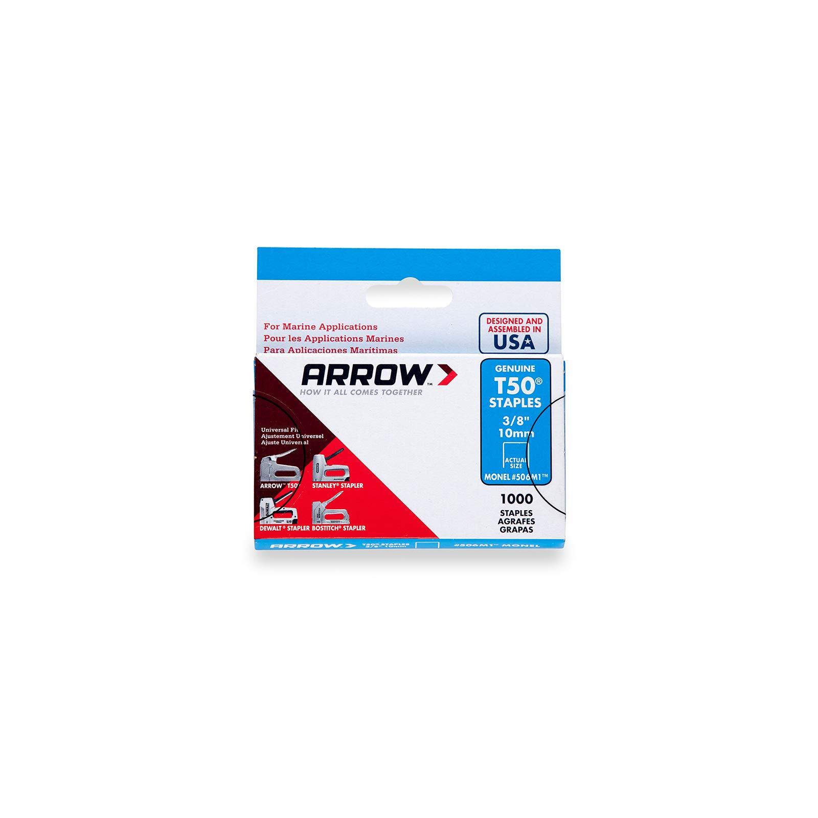 Arrow Staples T50 Box 1000 - Monel 3/8" (r0a)