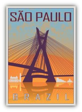 Sao Paulo Brazil Travel Label Car Bumper Sticker Decal  -  ''SIZES''