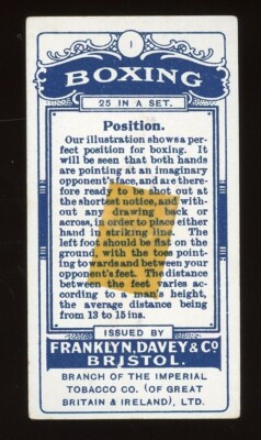 gd cigarettes 1924 Franklyn Davey & Co. Cigarettes Boxing #1 Position GD
