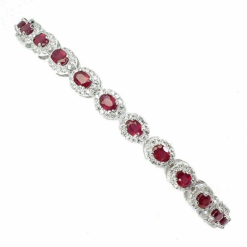 Silver Bracelet Ruby Genuine Natural Gems Solid Sterling 6 1/2 to 7 3/4 Inch - Picture 9 of 24