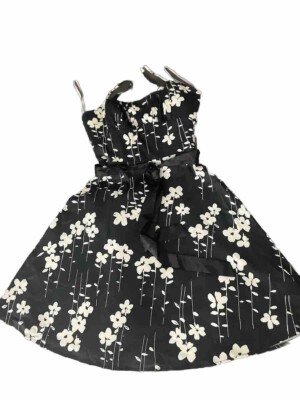 ALAIN PAIGE NEW YORK black dress with white flowers and black belt. Size  S#14 | eBay
