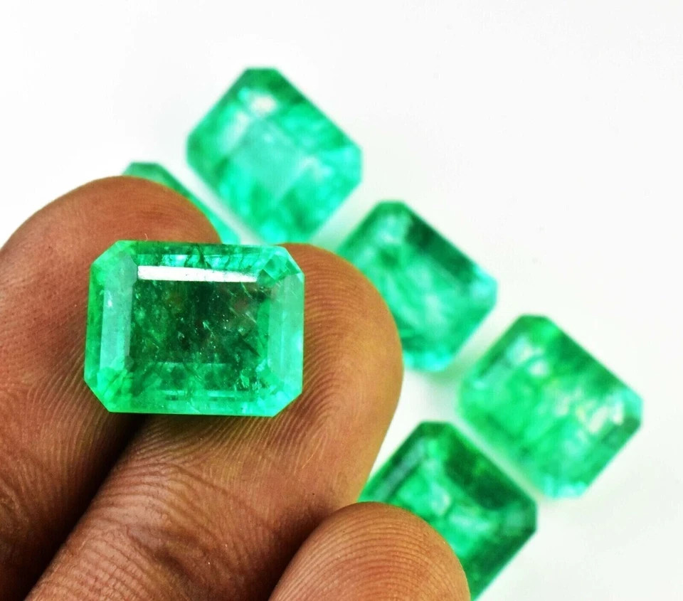150 Ct Natural Certified Emerald Cut Green Emerald Gemstone Lot PG