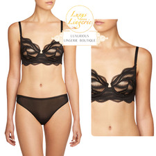 Esmeralda Bra by Wolford 85B Black Airy Light Bra with Wave Design