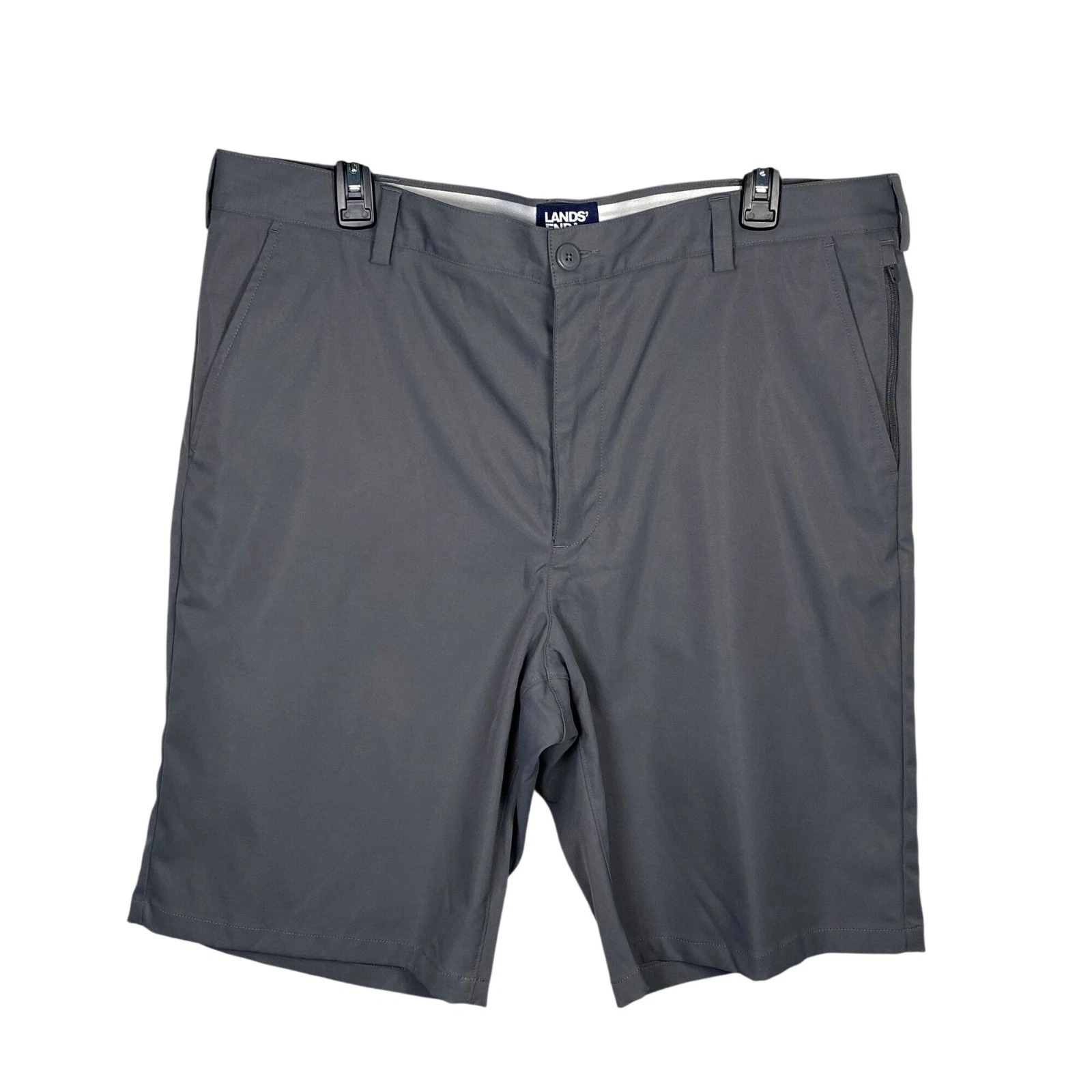 Lands End Chino Shorts Mens Size 38 Gray Quick Dry Lightweight Golf Casual
