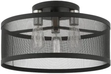 Livex Lighting 3 Light 18"L x 18"W x 10.25"H, Black W/ Brushed Nickel Accents