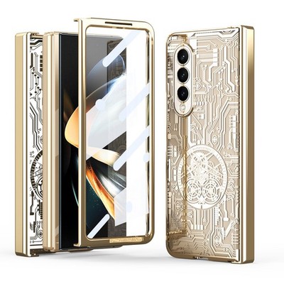 For Samsung Galaxy Z Fold7/Fold6/5/4/3 Fashion Plating Anti-Fall Phone Case+Film